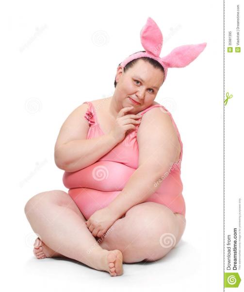 funny pink bunny photo plus size woman swimsuit rabbit ears picture easter greetings 35981395